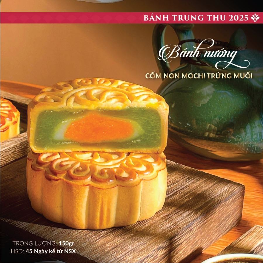 Bánh trung thu Saffron cao cấp nhân Cốm non Mochi trứng muối 
