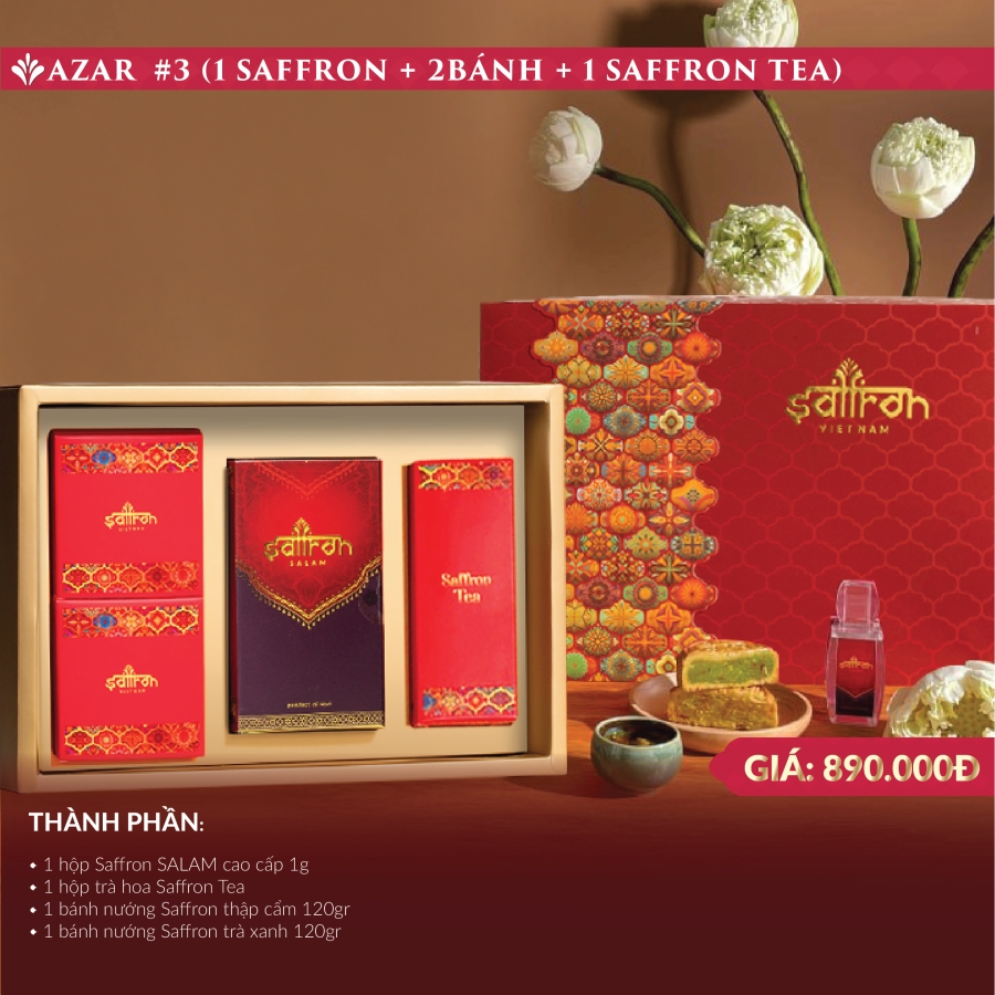 Set AZAR #3 – Hộp quà Saffron SALAM & 2 bánh nướng Saffron cao cấp