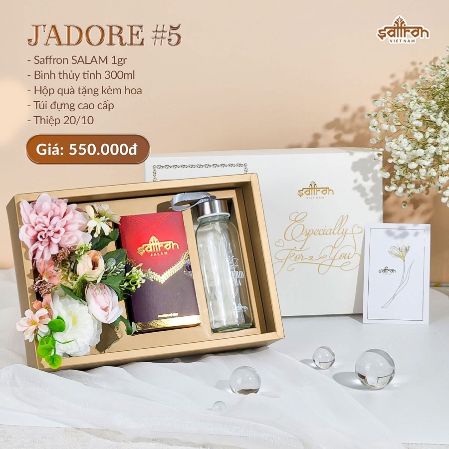 [Set quà J'Adore #5] Saffron SALAM + bình thủy tinh