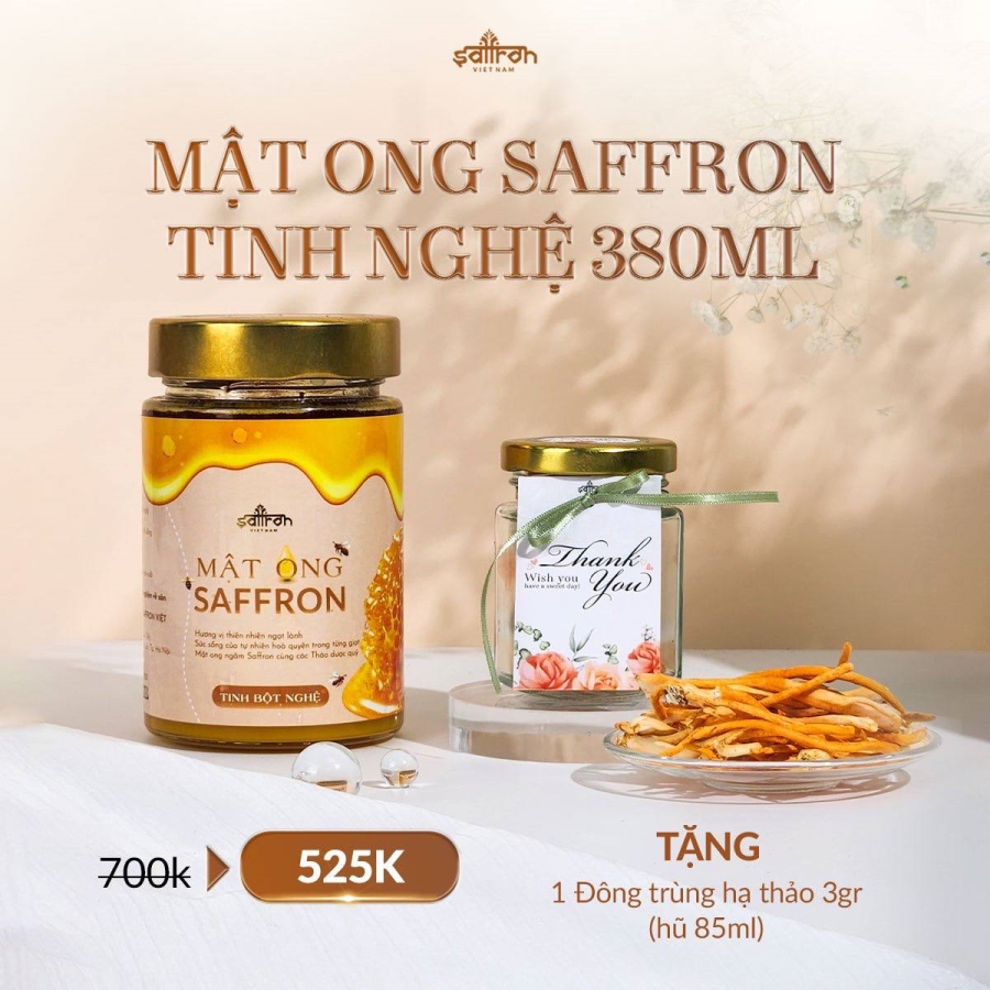 Mật ong Saffron Tinh nghệ 380ml 