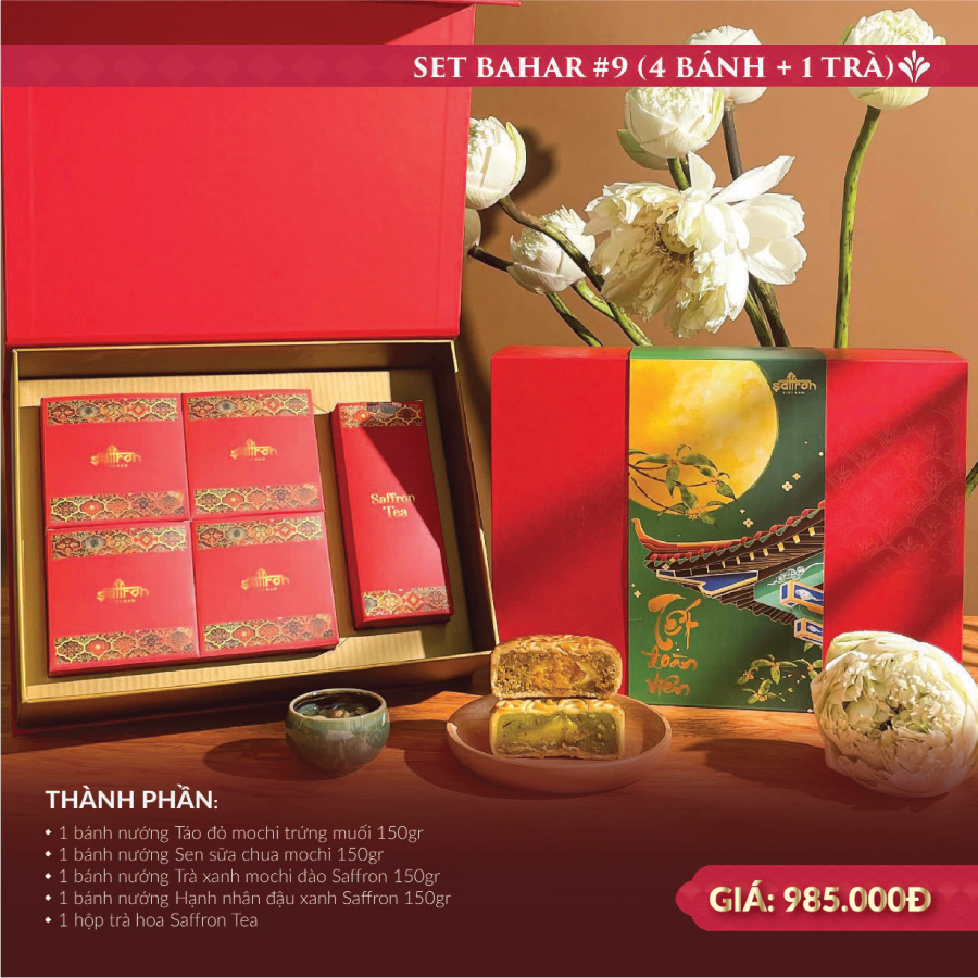 BAHAR #9 - Hộp quà 4 bánh trung thu và Trà hoa