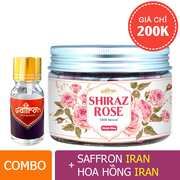 Bột Saffron + Trà hoa hồng Iran