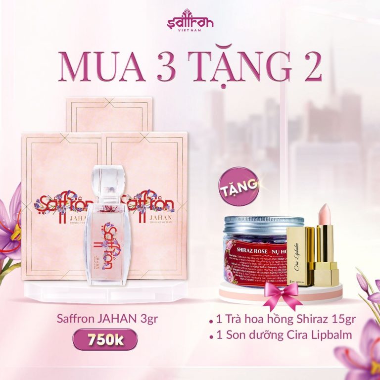 Saffron Jahan 3 Gram – Tặng Trà hoa hồng Shiraz và Son dưỡng Cira Lipbalm