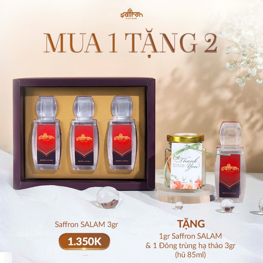 Saffron Salam 3 Gram – Tặng Saffron Salam và Đông trùng hạ thảo