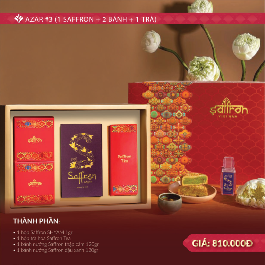 Set AZAR #3 – Hộp quà Saffron SHYAM & 2 bánh nướng Saffron cao cấp