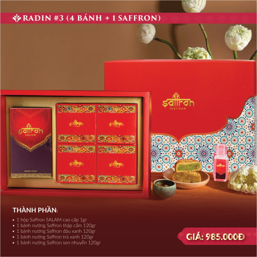 Set RADIN #3 – Hộp 4 bánh trung thu và Saffron SALAM